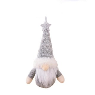 Krasnal Wiszący Świąteczny Szary 17 cm – Ozdoba Bożonarodzeniowa
