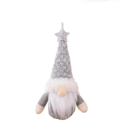 Krasnal Wiszący Świąteczny Szary 17 cm – Ozdoba Bożonarodzeniowa