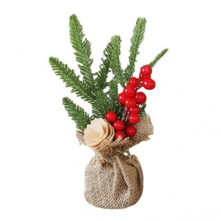 Mała choinka świąteczna w doniczce z ostrokrzewem 25,5 cm – Stylowy Wieszak