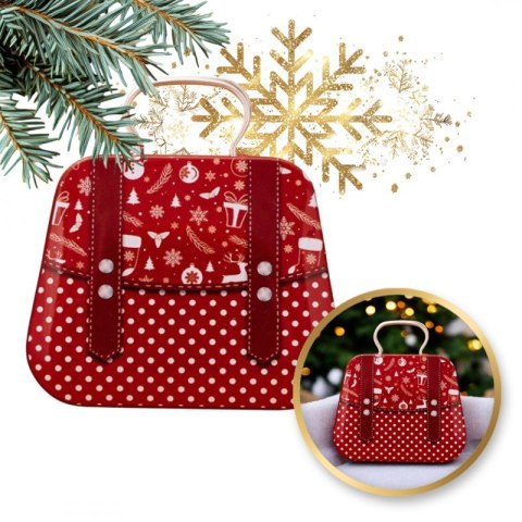 Metalowy pojemnik świąteczny na cukierki czerwony KSN164