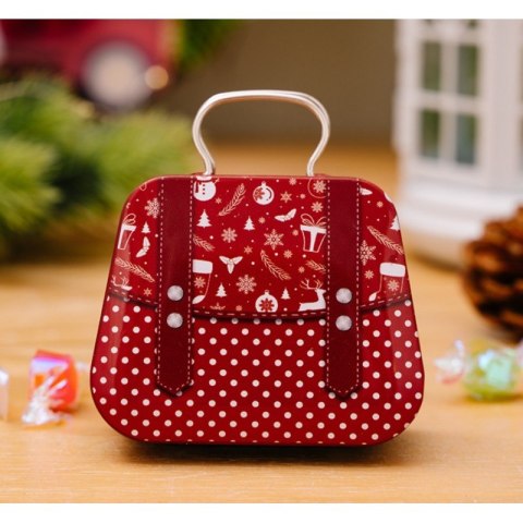 Czerwone pudełko świąteczne z uchwytem na cukierki