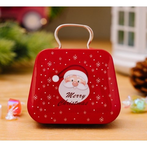 Pojemnik na cukierki 7 x 5,5 cm czerwony z grafiką Mikołaja