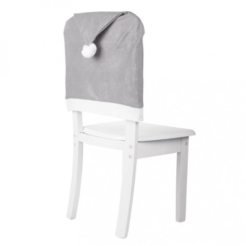 Pokrowiec świąteczny na krzesło czapka Mikołaja szary 58x49 cm Stylowy Wieszak