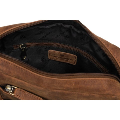 Skórzana listonoszka męska w brązowym kolorze zawieszona na regulowanym pasku - Peterson