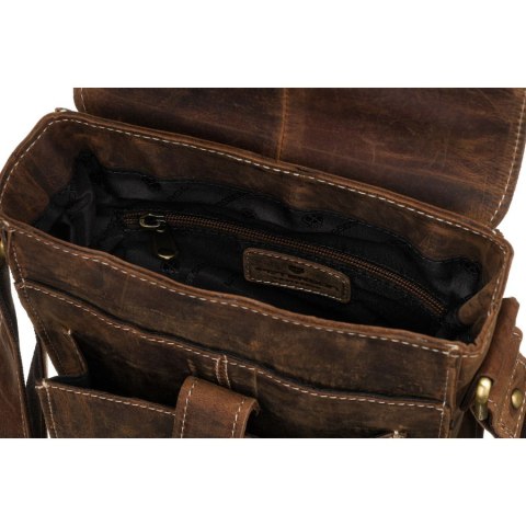 Skórzana listonoszka męska w brązowym kolorze ze złotymi okuciami - Peterson