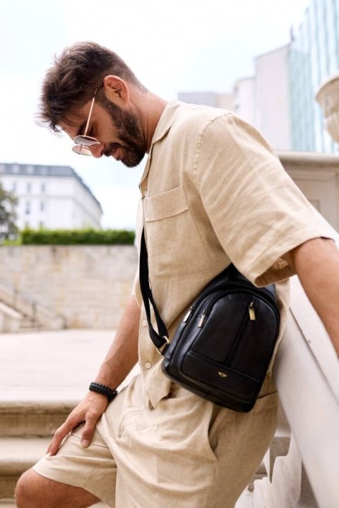 Skórzany plecak męski na jedno ramię - Peterson