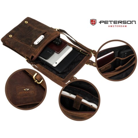 Torba męska ze skóry naturalnej w brązowym kolorze - Peterson