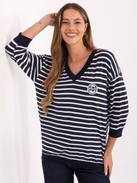 Stylowa bluzka damska granatowa casual w paski