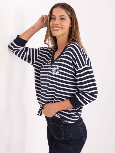 Modna bluzka damska oversize w paski z rękawem 3/4 – Stylowy Wieszak