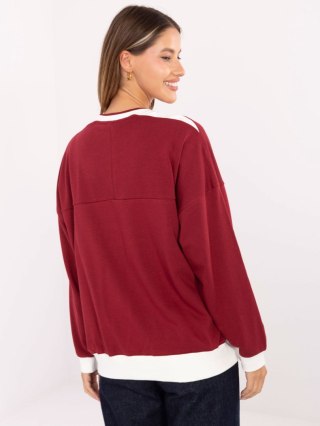 Bordowa bluza damska oversize bez kaptura z haftem – Stylowy Wieszak