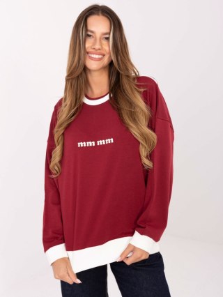 Bordowa bluza damska oversize bez kaptura z haftem – Stylowy Wieszak