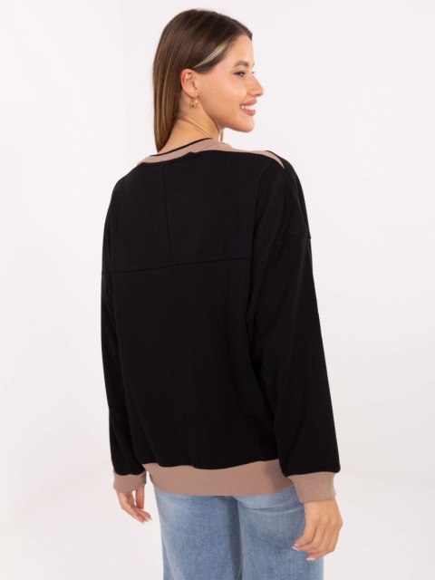 Stylowa bluza damska czarna casual z haftem