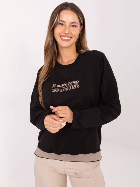Stylowa bluza damska czarna oversize bez kaptura