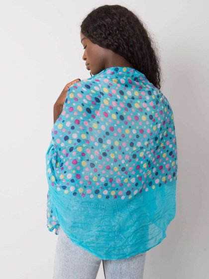 Niebieska chusta damska w grochy – 100% wiskoza 180×82 cm