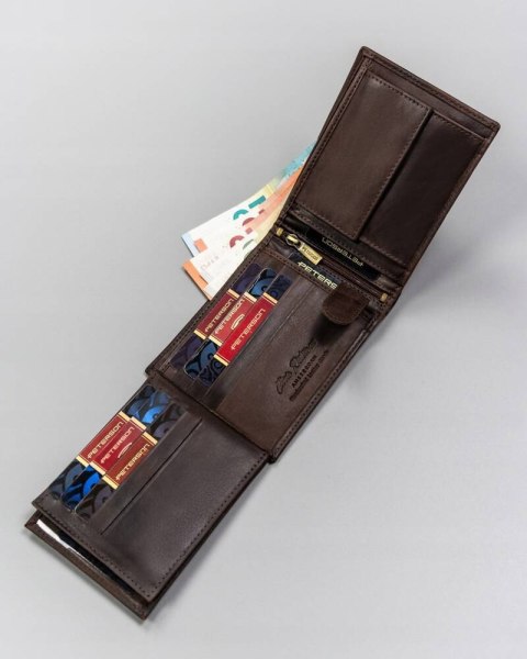 Duży, skórzany portfel męski z ozdobnym tłoczeniem - Peterson