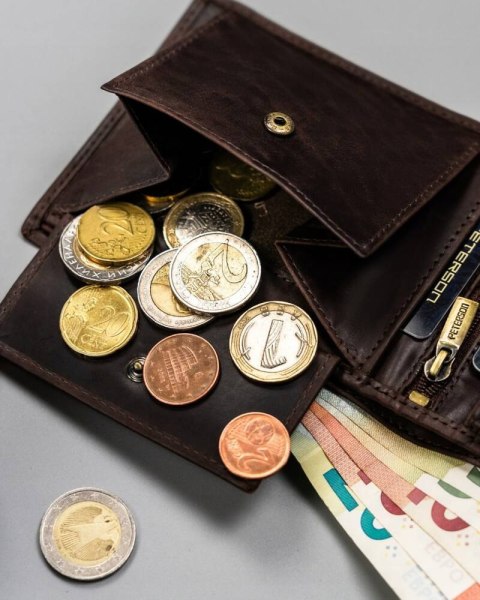 Duży, skórzany portfel męski z ozdobnym tłoczeniem - Peterson