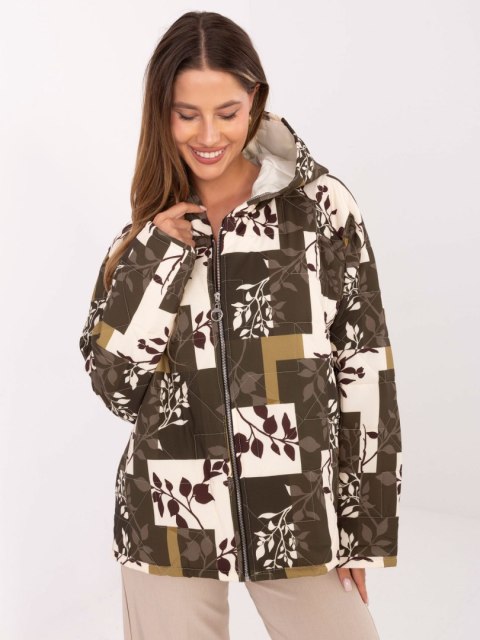 Stylowa kurtka damska oversize khaki casual z suwakiem