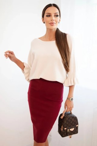 Spódnica damska wiskozowa z elastycznej dzianiny bordowa