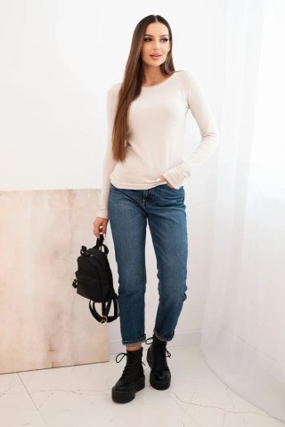 Sweter damski beżowy basic wiskozowy z okrągłym dekoltem – Stylowy Wieszak