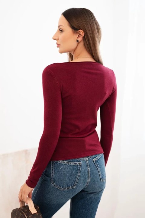 Sweter damski bordowy basic wiskozowy z okrągłym dekoltem – Stylowy Wieszak