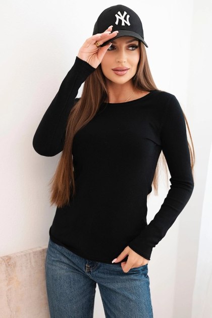 Sweter damski czarny basic wiskozowy z okrągłym dekoltem – Stylowy Wieszak