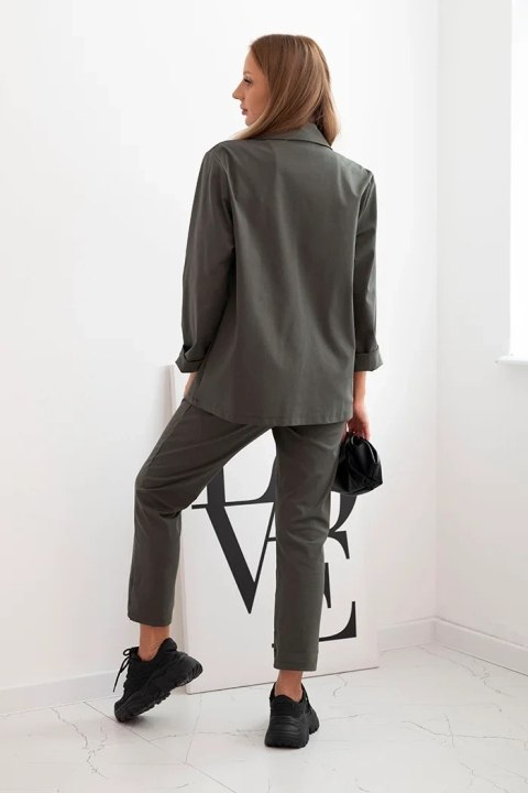 Komplet damski Punto – elegancka marynarka i spodnie w kolorze khaki