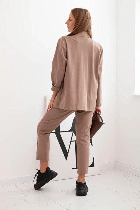 Komplet damski Punto fango – elegancka marynarka i spodnie