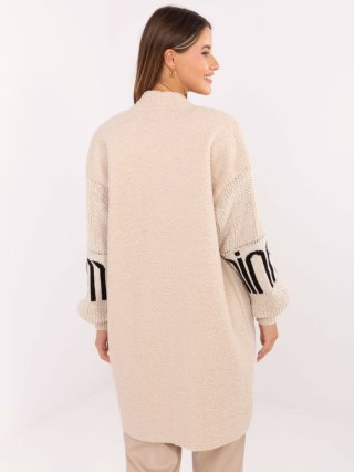Jasnobeżowy kardigan boucle z bufiastymi rękawami Maya