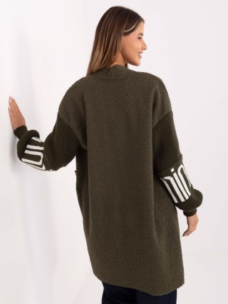 Kardigan khaki boucle z bufiastymi rękawami Maya