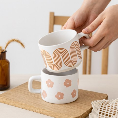 Kubek ceramiczny, kwiatowy wzór, 250ml - KB30 Kubek ceramiczny, kwiatowy wzór, 250ml - KB30