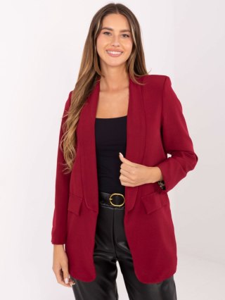 Bordowa marynarka bez zapięcia z podszewką Italy Moda