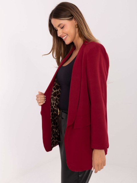 Elegancka marynarka damska w kolorze bordowym z klapami