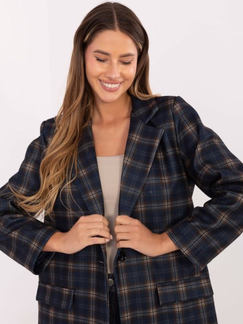 Casualowa granatowo-beżowa marynarka damska Italy Moda