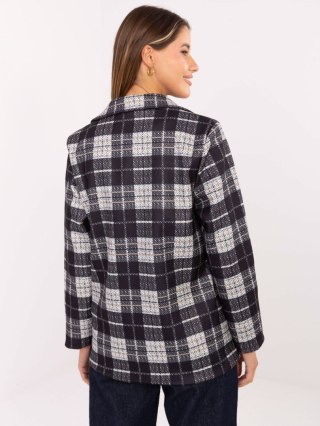 Czarna marynarka w kratę z poduszkami RUE PARIS – Stylowy Wieszak