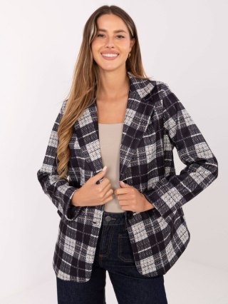 Czarna marynarka w kratę z poduszkami RUE PARIS – Stylowy Wieszak