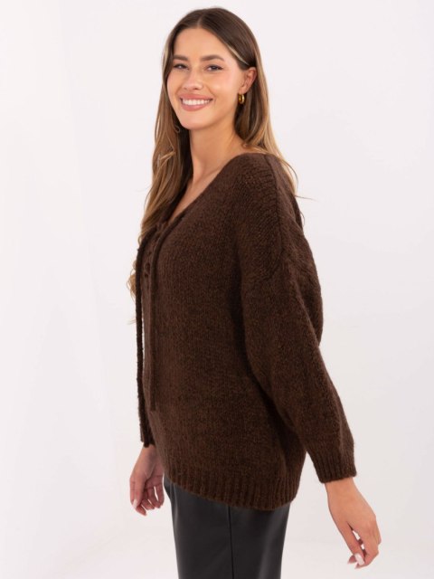 Stylowy sweter oversize Italy Moda w kolorze brązowym