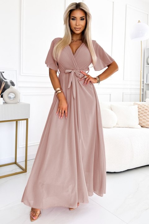 długa sukienka taupe Numoco Basic Stylowy Wieszak