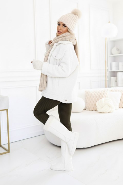 619-2 Wygodny i elegancki prążkowany kombinezon damski z dekoltem - khaki - M