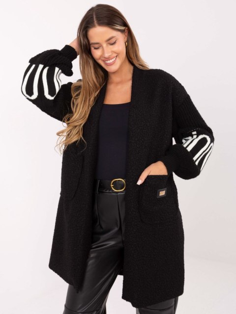 sweter damski narzutka czarna z bufiastymi rękawami