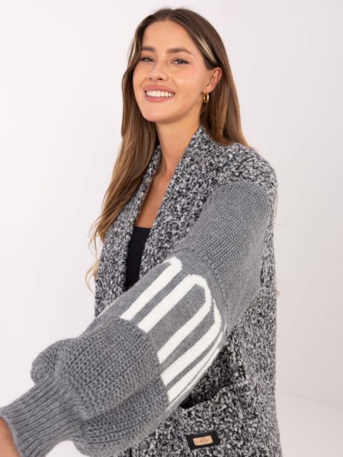 sweter damski szary z kieszeniami