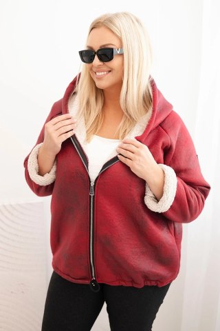 Kurtka Damska Plus Size z Kapturem i Barankiem Bordowa – Ciepła Włoska Moda