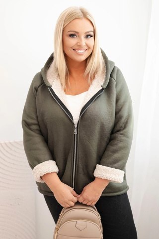 Kurtka damska Plus Size z kapturem i barankiem khaki – Stylowy Wieszak