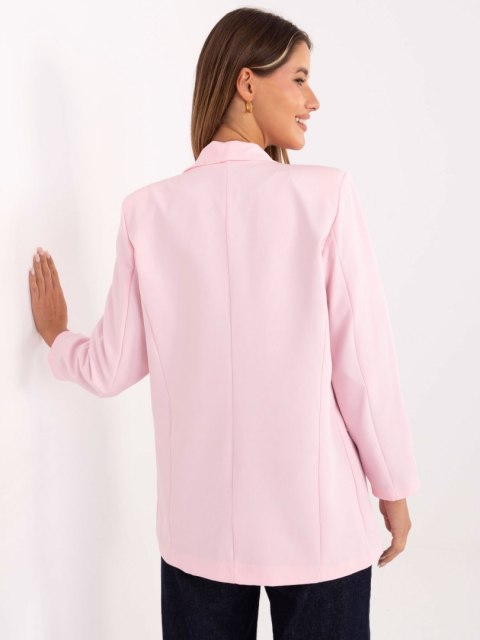 Różowa marynarka damska z podszewką w panterkę – elegancki styl casual