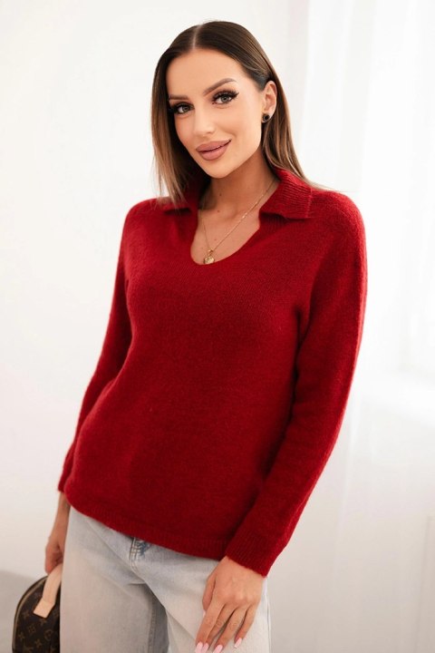 bordowy sweter damski z baby alpaki Stylowy Wieszak