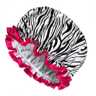 Wodoodporny czepek ochronny ZEBRA KCZ02 – elegancki czepek kąpielowy z różową lamówką