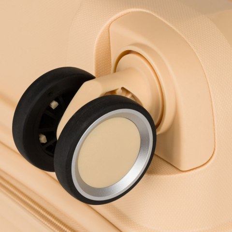 Beżowa walizka z polipropylenu z wysuwaną, teleskopową rączką i zamkiem szyfrowanym - Peterson