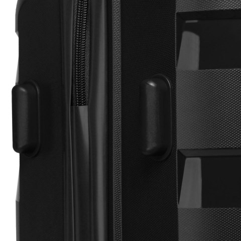 Czarna walizka kabinowa z polipropylenu z wysuwaną, teleskopową rączką i obrotowymi kółkami - Peterson