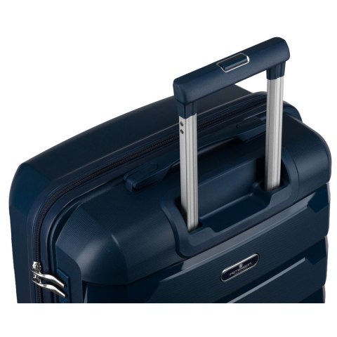 Granatowa, mała walizka kabinowa z polipropylenu - Peterson