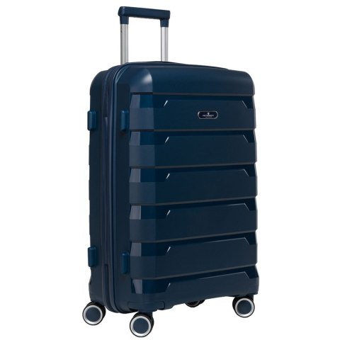 Granatowa, twarda walizka z polipropylenu w średnim rozmiarze - Peterson