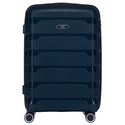 Granatowa, twarda walizka z polipropylenu w średnim rozmiarze - Peterson